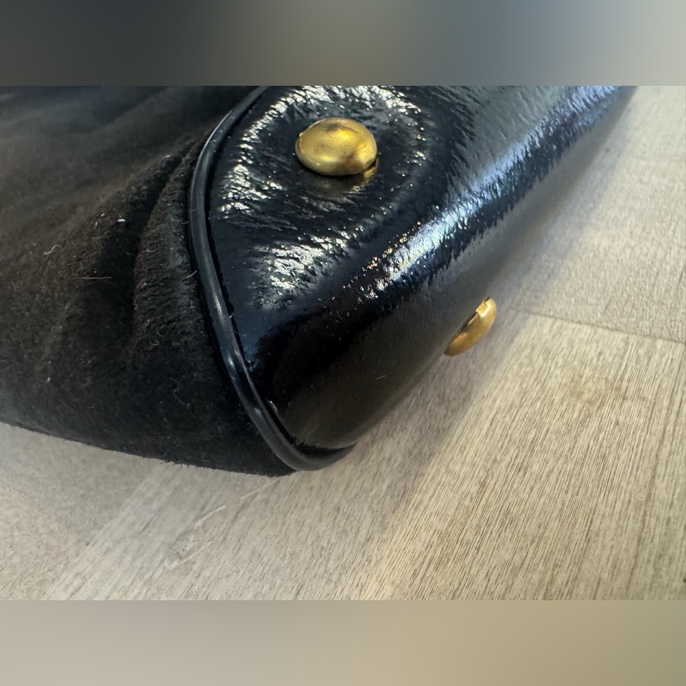RARE VTG Rosenfeld black leather/suede purse with gold medallion - Picture 9 of 13